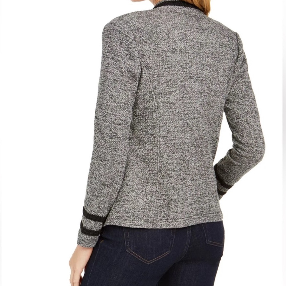 Tommy Hilfiger Military Style Jacket Tweed Black Gray Blazer Women’s Large - Picture 6 of 14